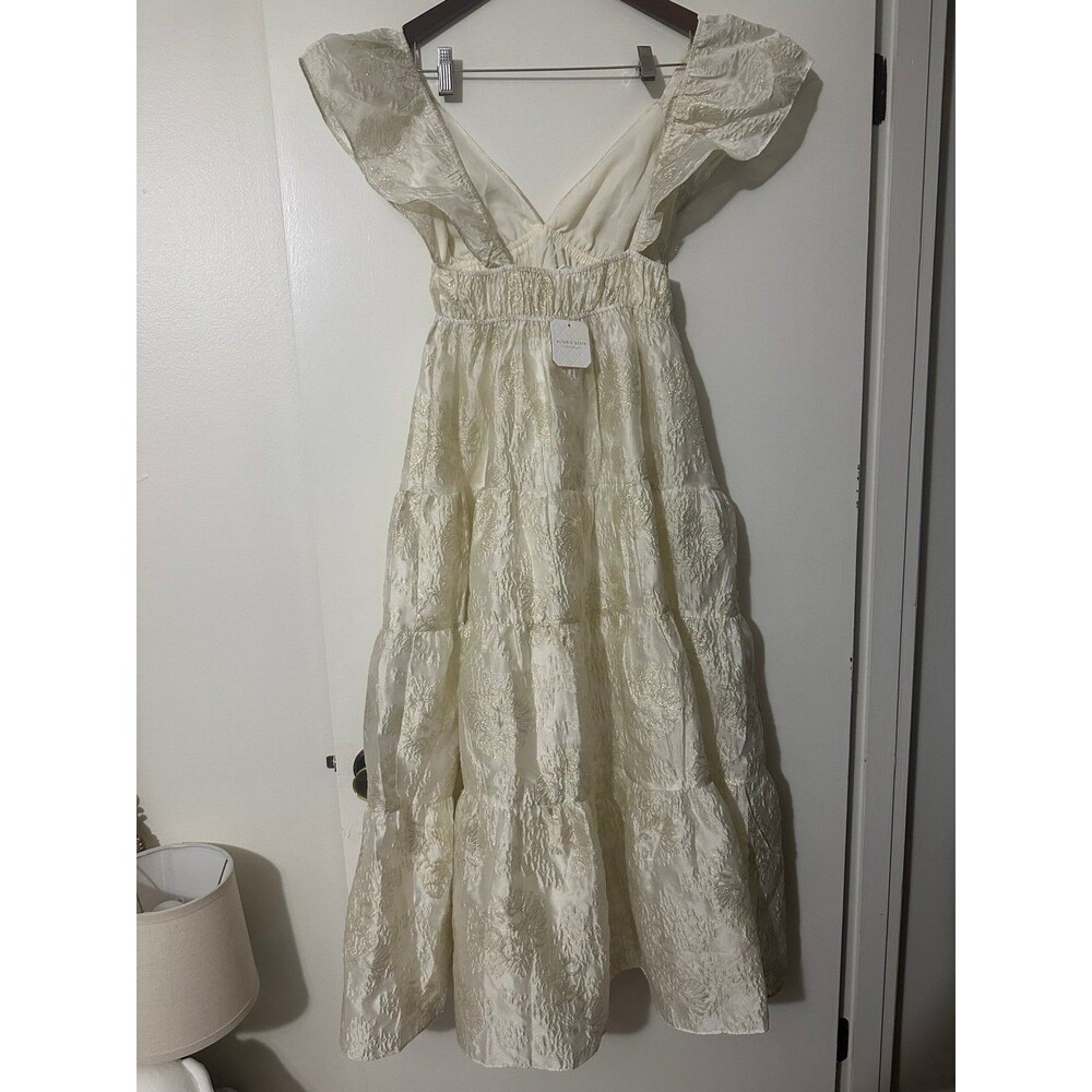 NWT Altar’d State Athena Shimmer Maxi Dress Cream-Gold Women’s Size Small - Picture 7 of 8